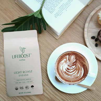 Lifeboost Light Roast Ground Coffee Non GMO Single Origin Low Acid Organic Light Roast Coffee Third Party Tested For Mycotoxins and Pesticides Ground 12 Ounces
