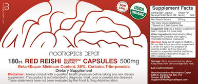 Red Reishi Mushroom Capsules | 500mg | 180 Count | Ganoderma lucidum | Organic ing Body Mushroom Extract | Supports a Healthy Immune System