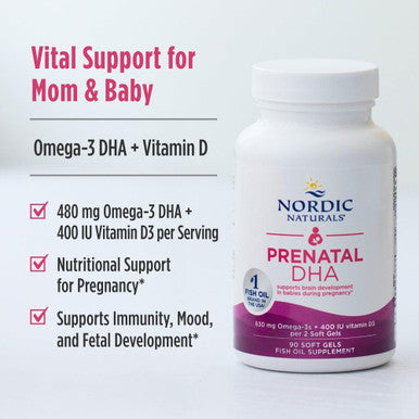 Nordic Naturals, Prenatal DHA Unflavored Formula 830mg 180 Soft Gels