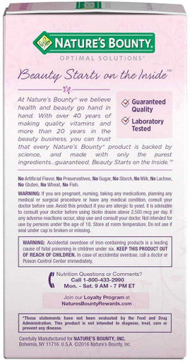 Nature's Bounty Optimal Solutions Hair Skin & Nails Extra Strength Softgels 150 Count (Pack Of 1) Package May Vary