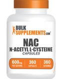 Bulksupplements.Com N-Acetyl L-Cysteine Capsules - N-Acetyl Cysteine 600Mg, Nac Supplement - 600Mg Per Capsule, Gluten Free - 1 Nac Capsule Per Serving, 360 Capsules (Pack Of 1)