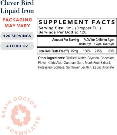 Best Nest Wellness Liquid Iron Vegan Drops Iron for Kids & Adults Prenatal Iron Vitamin Energy Support High Potency Liquid Iron Supplement for Women 15mg per Serving Chocolate 4 Oz