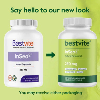 Bestvite InSea2 250mg (120 Vegetarian Capsules) - Clinically Researched Blend of Kelp & Bladderwrack - No Stearates - Vegan - Non GMO - Gluten