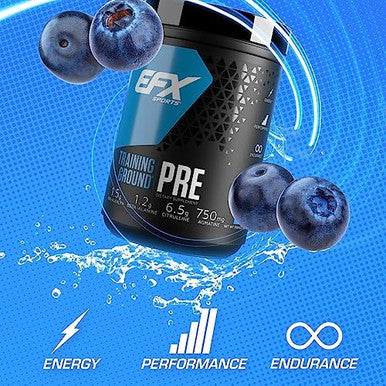 Efx Sports Training Ground Pre Workout Powderenergy & Muscle Pumpswith Hydromax Glycerol Citrulline Beta Alanine300Mg Caffeine20 Servings (Blueberry)