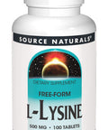 Source s L-Lysine 500 mg Free Form -Amino Supplement Supports Energy Formation & Collagen - 100 Tablets