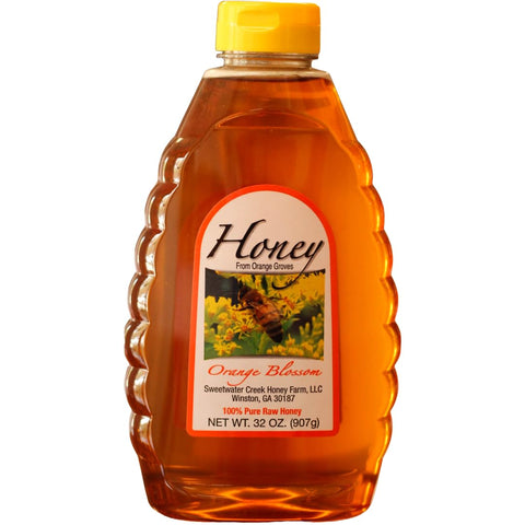 Peach Honey, 32oz, Raw & Unfiltered, Sweetwater Creek Honey Farm | 100% Raw, & Unfiltered, Peach-Infused to Perfection, Beekeeper Owned and Operated, Natural Sweetener, Sugar Replacement