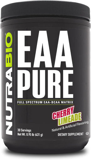 Nutrabio EAA Pure 9 Amino Acids Muscle Repair and Recovery 30 Servings Cherry Limeade Pre or Post Workout All Day Recovery