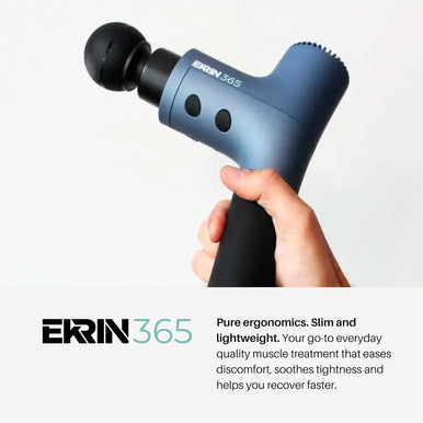 Ekrin Athletics 365 Massage Gun - Ergonomic Deep Tissue Back & Neck Massager For Pain Relief & Soreness - 4 Speeds & Attachments - Long Battery Life & Noise Insulation