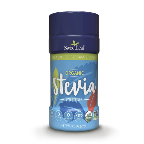 SweetLeaf Organic Stevia Powder Shaker Jar Zero Calorie Sweetener with Stevia Leaf Extract No Artificial Sweetener Additive Sugar Keto Friendly Non GMO Gluten 3.2 Oz (Pack of 2)