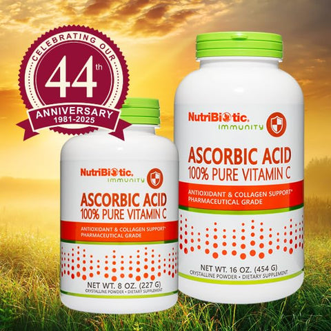 NutriBiotic Ascorbic Acid Vitamin C Powder Pharmaceutical Grade LAscorbic Acid 2000 Mg Per Serving Essential Immune and Antioxidant Collagen Support Supplement Vegan Gluten and GMO 8 Oz