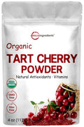 Sustainably US Grown Organic Tart Cherry Powder 4 Ounce Pure Tart Cherry Supplements Uric Acid cleanse Antioxidant and Flavonoids Enhance Joint Health Sleep Cycles Immune System
