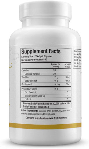Biotics Research Optimal EFAs Proprietary Blend of Fish Flaxseed and Blackcurrant Seed Oils. Balance of Omega3 6 and 9 Fatty Acids. Supports Immune
