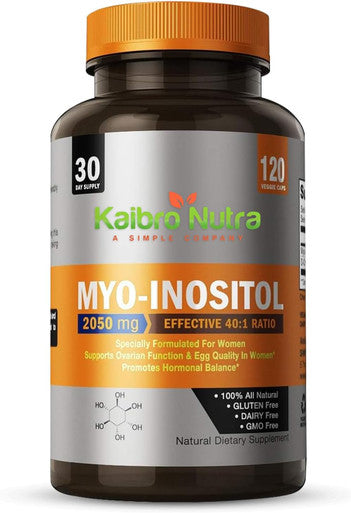 Myo-Inositol Supplement, Myo-Inositol & D-Chiro Inositol 40:1 Ratio, Hormone Balance & Ovarian Support for Women with Vitamin B8, 2050mg, Vegan, Non-GMO Capsules 120 Count