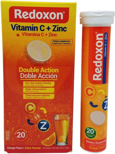 Redoxon Vitamin C Tablets | Orange Flavor, Effervescent Double Action Supplement of Vitamin C and Zinc for Immune System Support, Healthier Lifestyle, and More Energy; 3-Pack of 20 Tablets