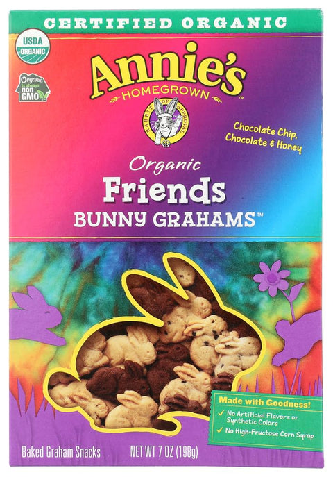Annie's Organic Friends Bunny Grahams, Chocolate Chip, Chocolate, and Honey Baked Graham Snacks, 11.25 oz