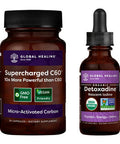 Global Healing Supercharged C60 and Detoxadine Bundle, Micro-Activated Carbon and Nascent Iodine Liquid Supplement Drops