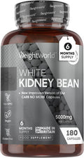 Weightworld White Kidney Bean Extract 5000mg - 180 Vegan Capsules (6 Months Supply)- Enriched with Zinc & Chromium - High Strength Kidney Bean Supplement - Gluten - Made in The UK