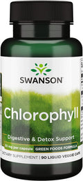 Swanson Chlorophyll - Green Foods Formula Supporting The Body's Natural Cleansing & Deodorizing Process - Promotes Gut Health Support - (90 Liquid Veggie Capsules 50mg Each)