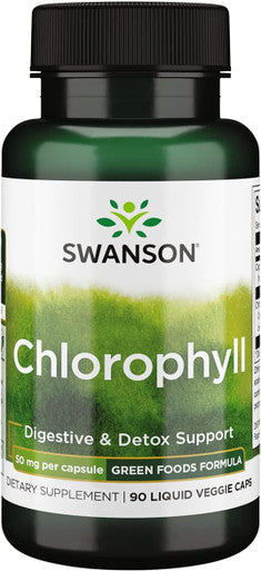 Swanson Chlorophyll - Green Foods Formula Supporting The Body's Natural Cleansing & Deodorizing Process - Promotes Gut Health Support - (90 Liquid Veggie Capsules 50mg Each)