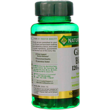 Nature's Bounty Ginkgo Biloba 120 Mg Double Strength - 100 Capsules Pack Of 2