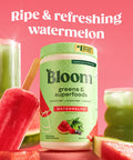 Bloom Nutrition Superfood Greens Powder Digestive Enzymes with Probiotics and Prebiotics Gut Health Bloating Relief for Women Chlorella Green Juice Mix with Beet Root Powder 25 SVG Watermelon