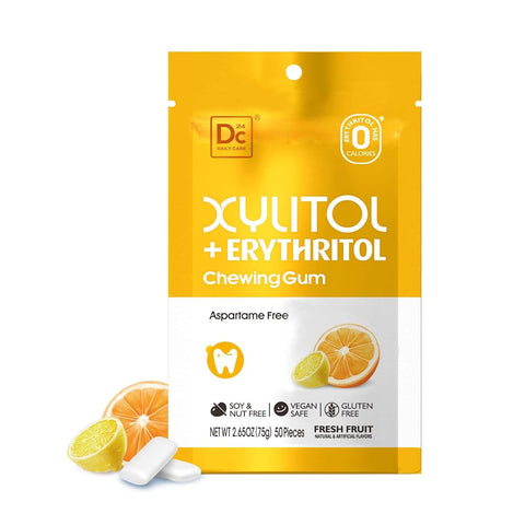 DC24 DAILY CARE Gum, Aspartame Free & Sugar Free, Xylitol Chewing Gum with Erythritol, Low-Calorie, Sugarless, Watermelon Flavored Gum, 50 Pieces (Pack of 3)