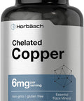 Chelated Copper Supplement 6mg | 300 Tablets | Essential Trace Mineral | Vegetarian, Non-GMO, Gluten Free | by Horbaach
