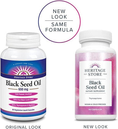 Heritage Store Black Seed Oil 650 Mg, 90 Count