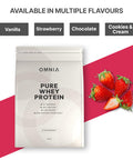 OMNIA Pure Whey Protein Powder Nutrition Low Carbs and Low Sugar Muscle Building Powder Over 22G Protein Per Serving - 33 Servings - 1 KG - Strawberry