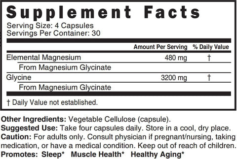 Natures Fusions Nutri Pure Magnesium Glycinate 3680mg (Provides 480mg Elemental Magnesium) Chelated for High Absorption NonBuffered for Maximum Potency 120 Capsules