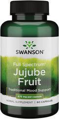 Swanson Jujube Fruit - Full Spectrum Herbal Supplement Promoting a Calm & Relaxed Mind - Natural Formula Supporting Stress & Mood Support - (60 Capsules 675mg Each)