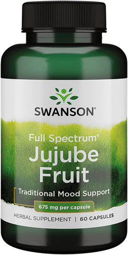 Swanson Jujube Fruit - Full Spectrum Herbal Supplement Promoting a Calm & Relaxed Mind - Natural Formula Supporting Stress & Mood Support - (60 Capsules 675mg Each)
