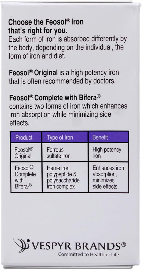 Feosol Bifera HIP and PIC Iron Supplement Complete 30 Caplets Pack of 3