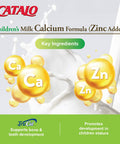 CATALO Childrens Milk Calcium Formula Zinc Added Promote Bone Growth and Teeth Development with Milk Calcium and Zinc 50 Chewable Tablets