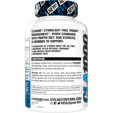 Evlution Nutrition CLA 1000, Conjugated Linoleic Acid, Weight Loss Supplement, Metabolism Support, Stimulant- (270 Servings)