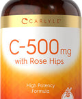 Carlyle Vitamin C With Rose Hips 500Mg | 500 Tablets | High Potency Formula | Vegetarian, Non-Gmo And Gluten Free Supplement