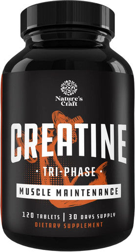 Natures Craft High Strength Tri Phase Creatine Pills - Muscle Mass Gainer and Muscle Recovery Creatine HCL Pyruvate and Creatine Monohydrate Pills - Optimal Muscle Builder Creatine Supplement for Men and Women