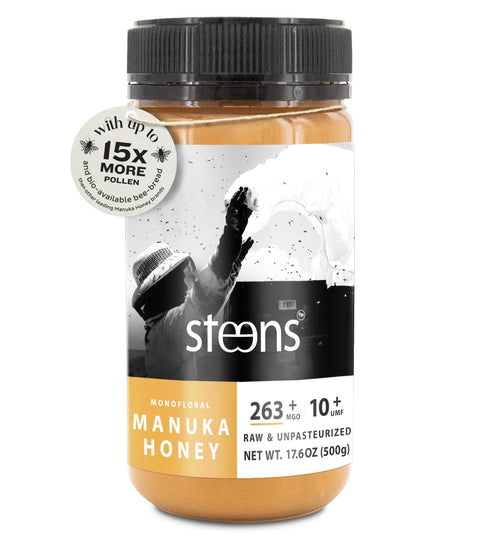 Steens Manuka Honey - MGO 263+ - Pure & Raw 100% Certified UMF 10+ Manuka Honey - Bottled and Sealed in New Zealand - 17.6 oz JarÃ¢â‚¬Â¦