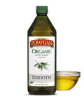 Pompeian Smooth Organic Extra Virgin Olive Oil - 16 fl oz | First Cold Pressed Olive Oil for Cooking - Smooth Taste for Sauteing, Stir-Frying, and Baking