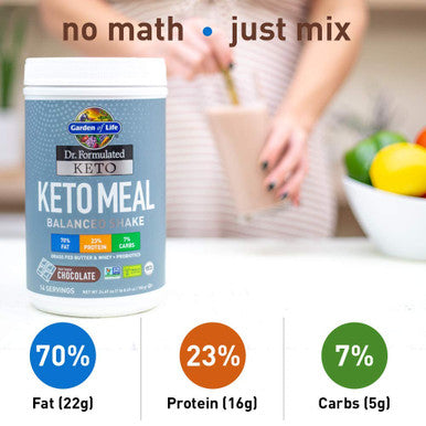 Garden of Life Dr. Formulated Keto Meal Balanced Shake - Chocolate Powder 14 Servings Truly Grass Fed Butter & Whey Protein Plus Probiotics Non-Gmo Gluten Free Ketogenic Paleo Meal Replacement