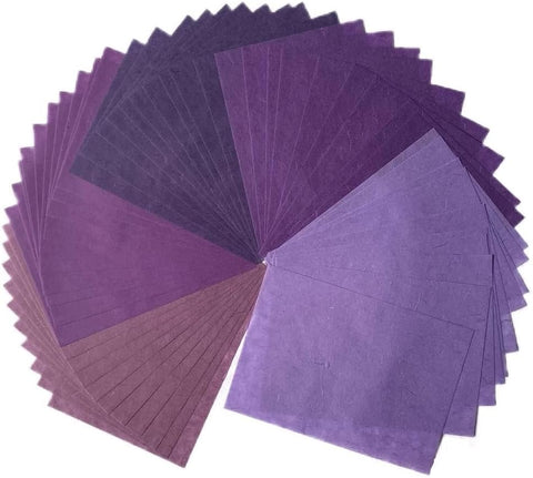 A5 50 Sheets Natural Fiber Mulberry Tree,Mulberry paper Sheets Square Origami, Arts Folding Craft, Decoration, Paper for DIY Crafts. 8.3" x 5.8" (Purple Tone, A5)