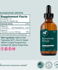 Mountain Meadow Herbs Sunshine Drops Vegan Vitamin D3 Booster for Healthy Bones and Teeth Ideal Winter Supplement Tincture 2oz