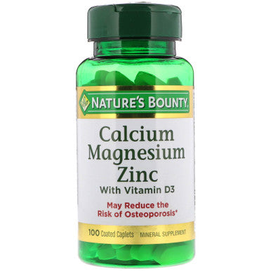 Nature's Bounty Calcium Magnesium & Zinc Caplets Immune & Supporting Bone Health 100 Count