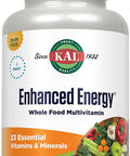Kal Enhanced Energy Supplements, Once Daily Whole Food Multivitamin For Women And Men, Iron Free, 23 Essential Vitamins, Minerals, Super Foods, Digestive Enzymes, 60-Day , 60 Serv, 60 Vegtabs