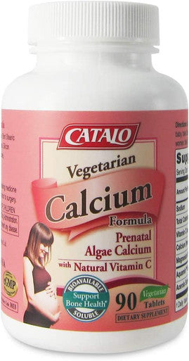 CATALO Vegetarian Calcium Formula Support Healthy Pregnancy Fetal Development and Immunity with Plant Calcium and Acerola Cherry Extract 90 Vegetarian Tablets
