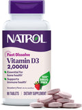 Natrol Fast Dissolve Vitamin D3 2000 Iu Dietary Supplement For Bone And Joint Health Bone Support Supplement 90 Tablets 90 Day Supply