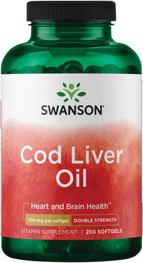 Swanson Cod Liver Oil - Wellness Supplement Promoting Bone Skin Health Vision Support & Immune System Function - Natural Formula with High Absorption Vitamin A - (250 Softgels 700mg Each)