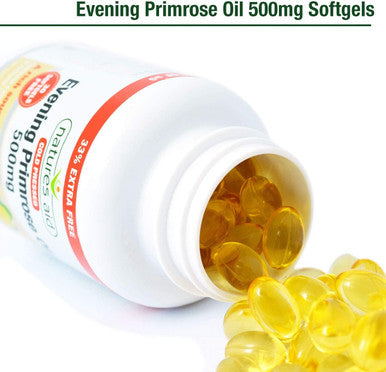 Natures Aid Evening Primrose Oil 500 mg 120 Softgels (Pure Cold Pressed Evening Primrose Oil Omega-6 Gamma Linolenic Acid Made in the UK)