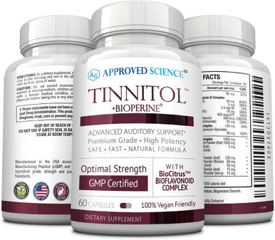 Approved ScienceTinnitol Tinnitus Support Supplement Ease Ringing in The Ears Boost Inner Ear Health 3 Month Supply Made in The USA