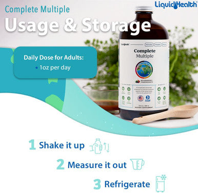 Liquidhealth Complete Multiple Adult Liquid Multivitamin - Essential Vitamins Minerals & Nutrients Immune Support Gut Health Energy Detox - Great Taste Vegan Non-GMO Sugar- (32 oz)